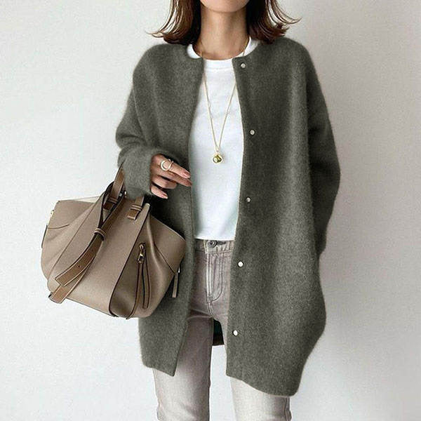 Women's Cotton Blend Cardigan Long Sleeves Relaxed Fit