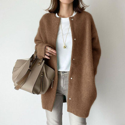 Women's Cotton Blend Cardigan Long Sleeves Relaxed Fit