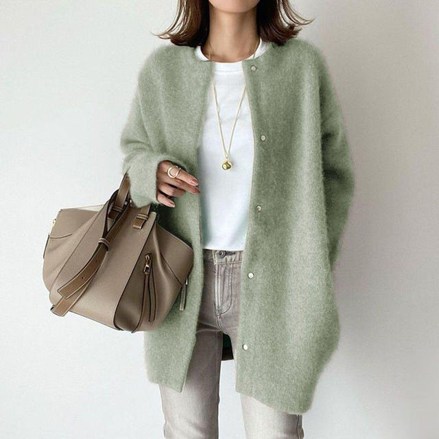 Women's Cotton Blend Cardigan Long Sleeves Relaxed Fit