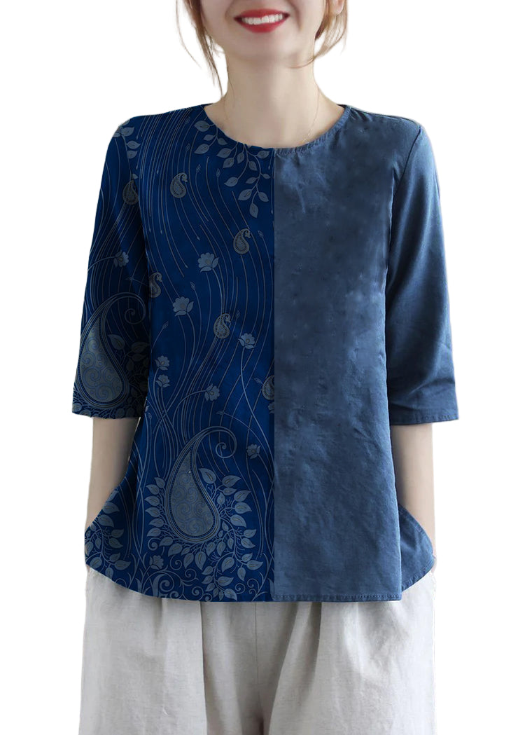 Women's Cotton Blouse with Embroidery and Half Sleeves