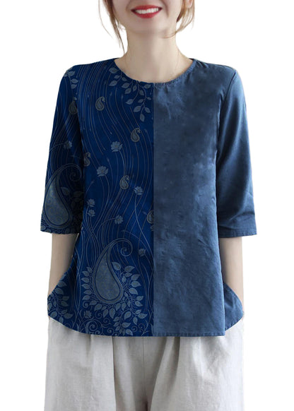 Women's Cotton Blouse with Embroidery and Half Sleeves
