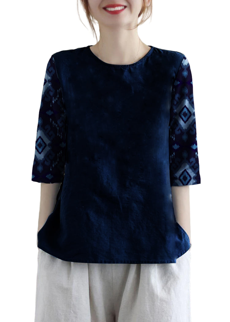 Women's Cotton Blouse with Embroidery and Half Sleeves