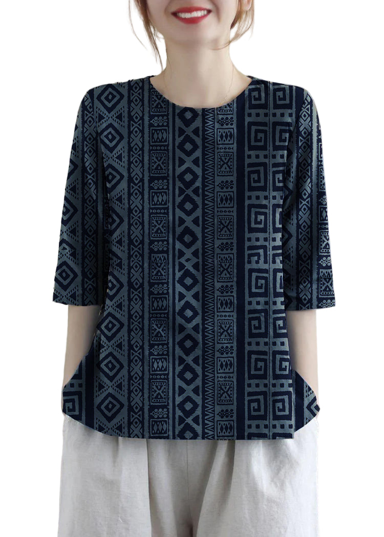 Women's Cotton Blouse with Embroidery and Half Sleeves