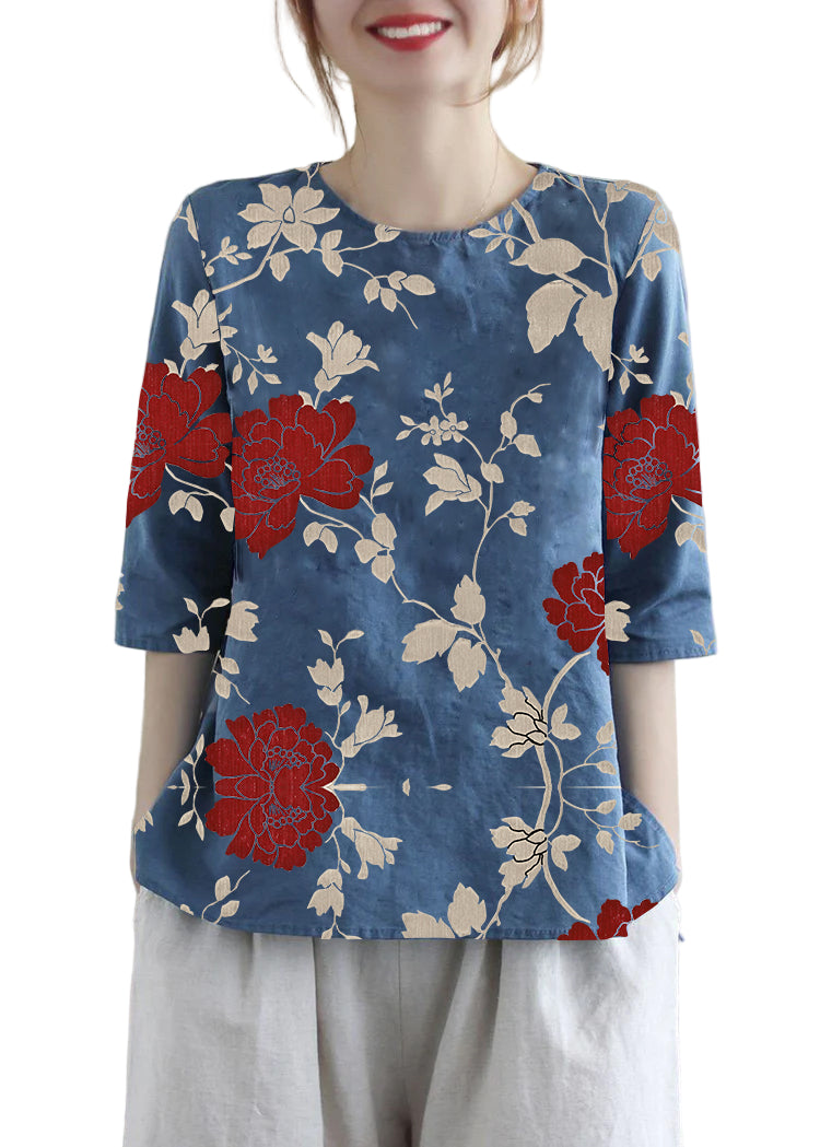 Women's Cotton Blouse with Embroidery and Half Sleeves