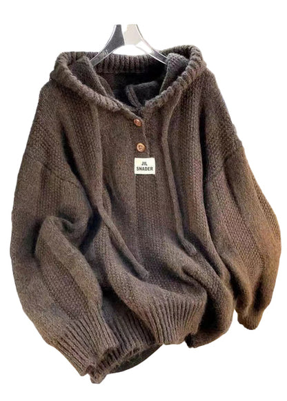 Women's Cotton Knitted Hoodie with Lacing