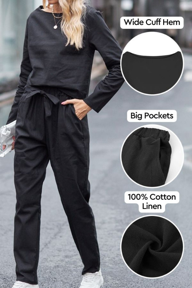 Women's Cotton Linen Look Summer Set Casual Style
