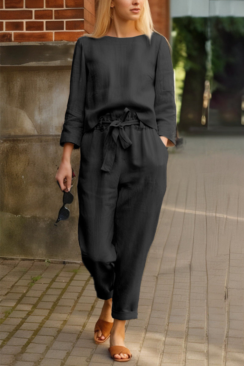 Women's Cotton Linen Look Summer Set Casual Style