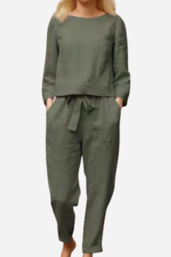 Women's Cotton Linen Look Summer Set Casual Style