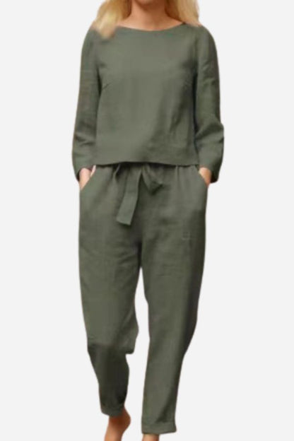 Women's Cotton Linen Look Summer Set Casual Style