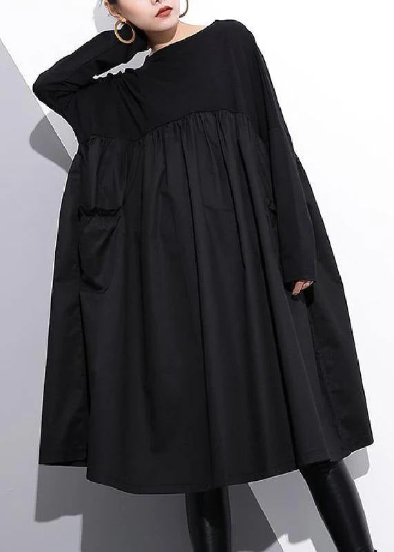 Women's Cotton O-neck Casual Dress With Waist Accent