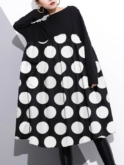 Women's Cotton Shift Dress High Waist With Patchwork Design