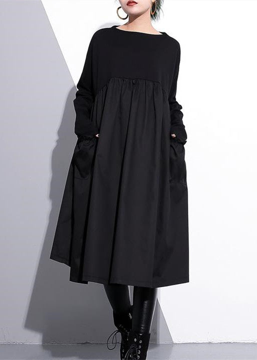 Women's Cotton Shift Dress High Waist With Patchwork Design