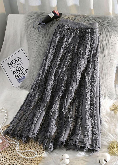 Women's Cotton Skirt with Fringes and Elastic Waist