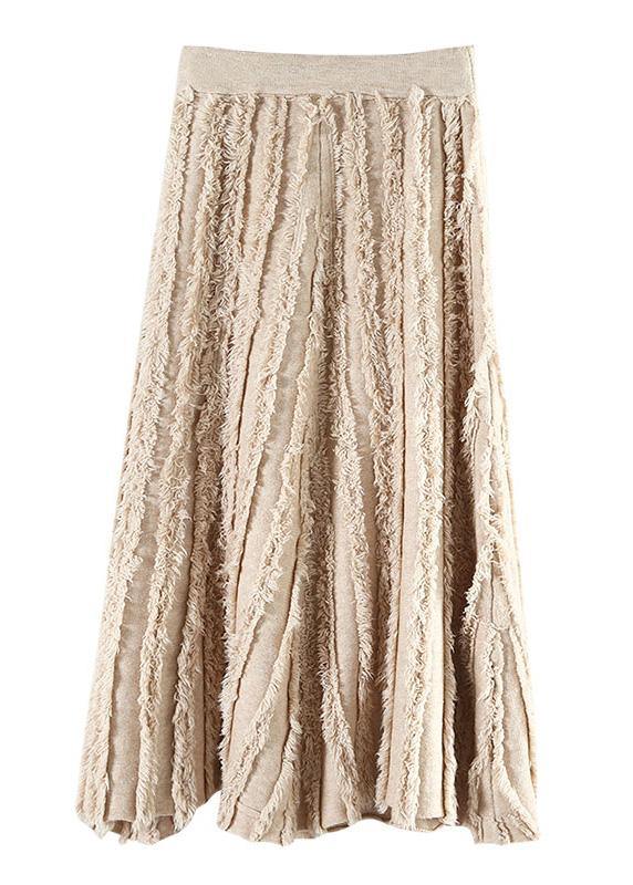Women's Cotton Skirt with Fringes and Elastic Waist