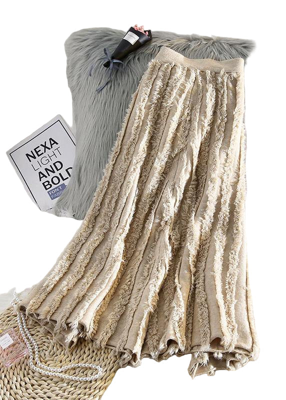 Women's Cotton Skirt with Fringes and Elastic Waist