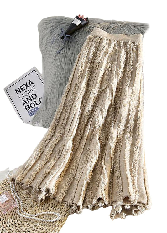 Women's Cotton Skirt with Fringes and Elastic Waist