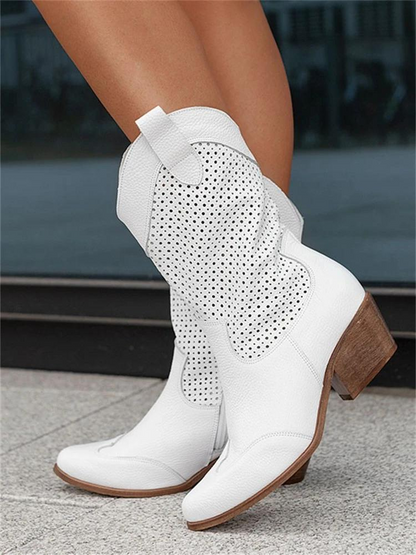 Women's Cowboy Boots Breathable Synthetic Leather Stylish