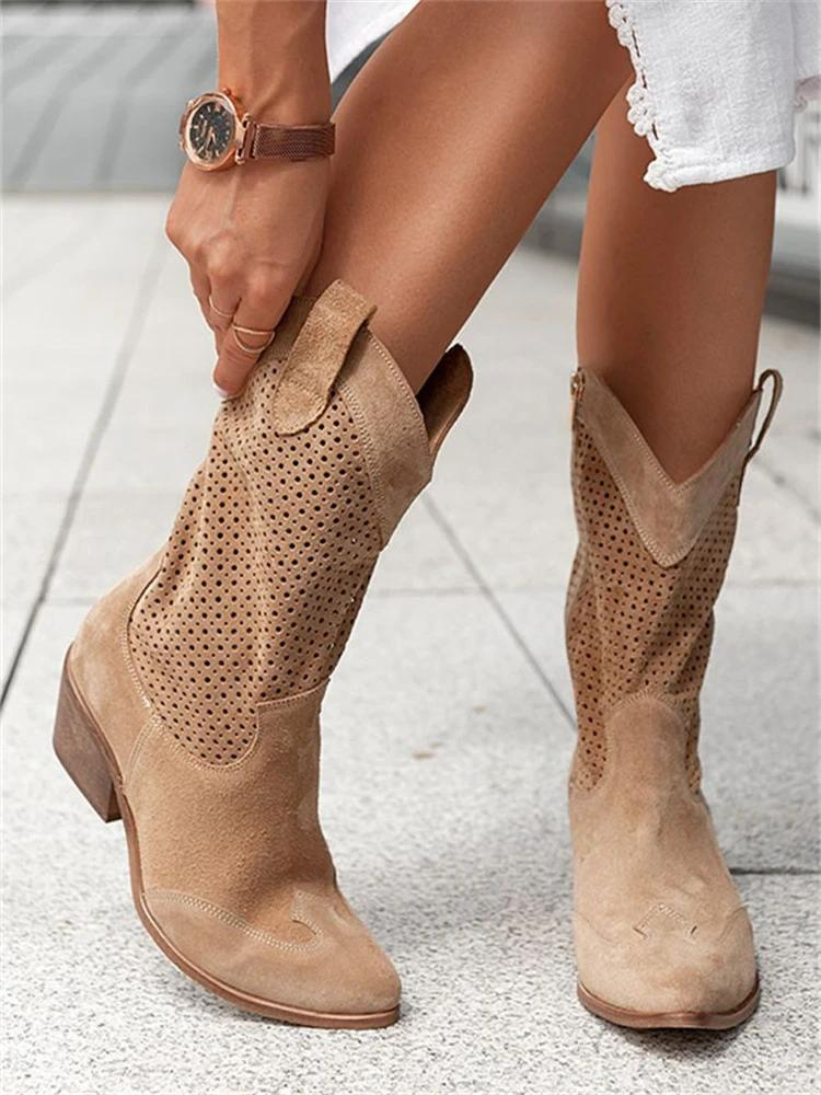 Women's Cowboy Boots Breathable Synthetic Leather Stylish