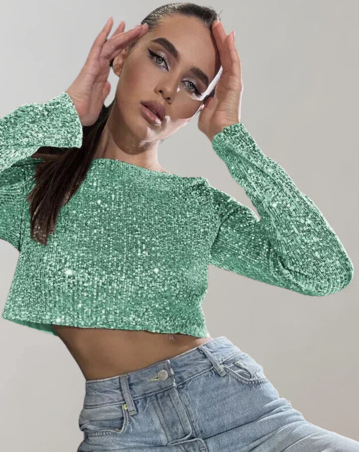 Women's Crop Top Sparkling Stylish High Quality Fabric