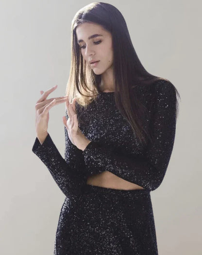 Women's Crop Top Sparkling Stylish High Quality Fabric
