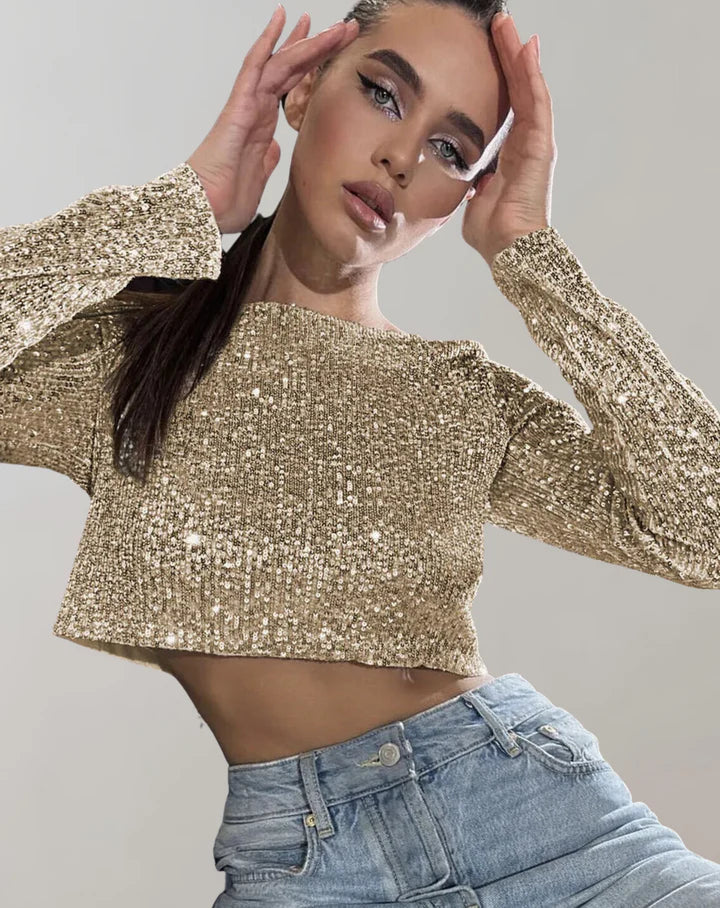 Women's Crop Top Sparkling Stylish High Quality Fabric