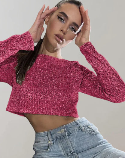 Women's Crop Top Sparkling Stylish High Quality Fabric