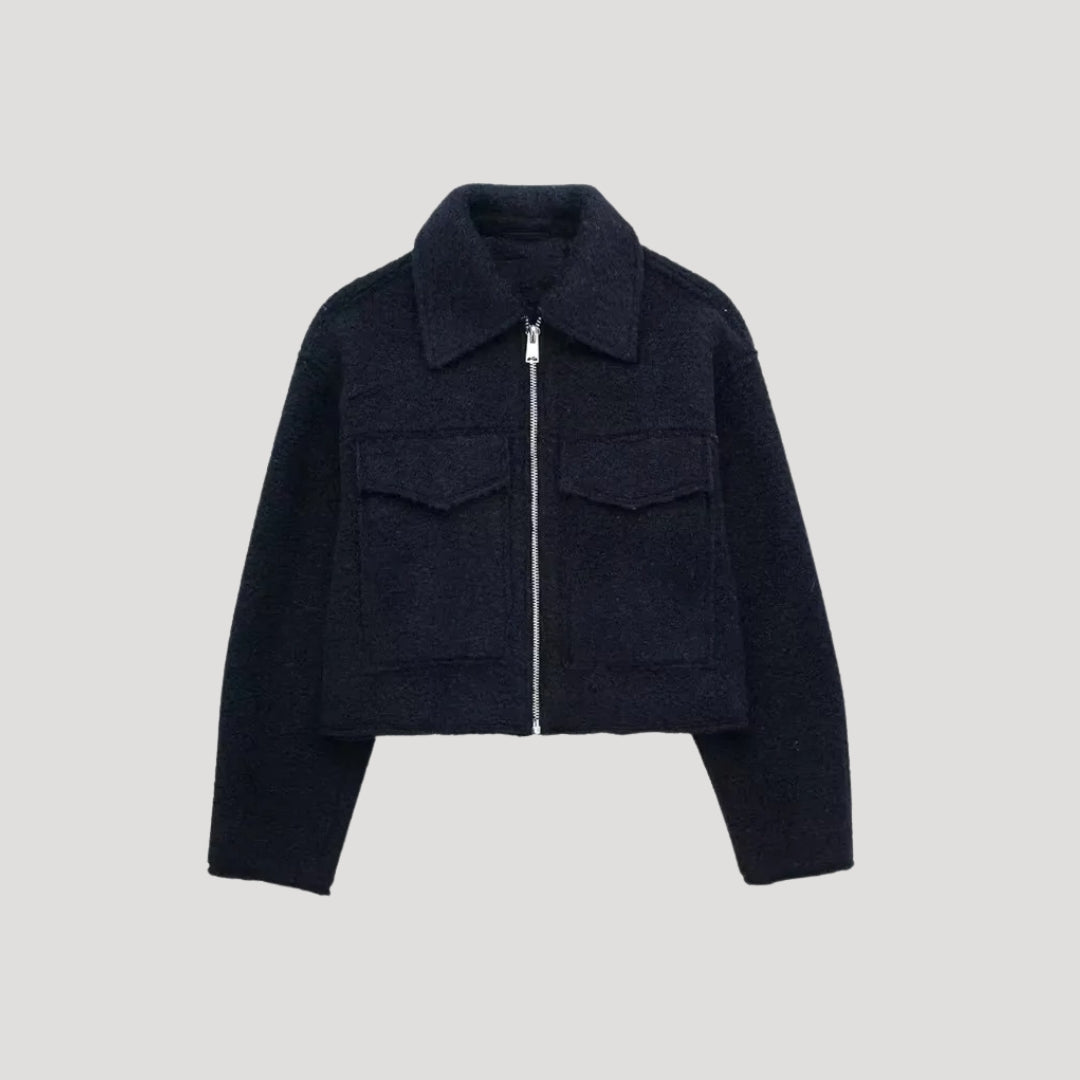 Women's Cropped Jacket With Structured Design