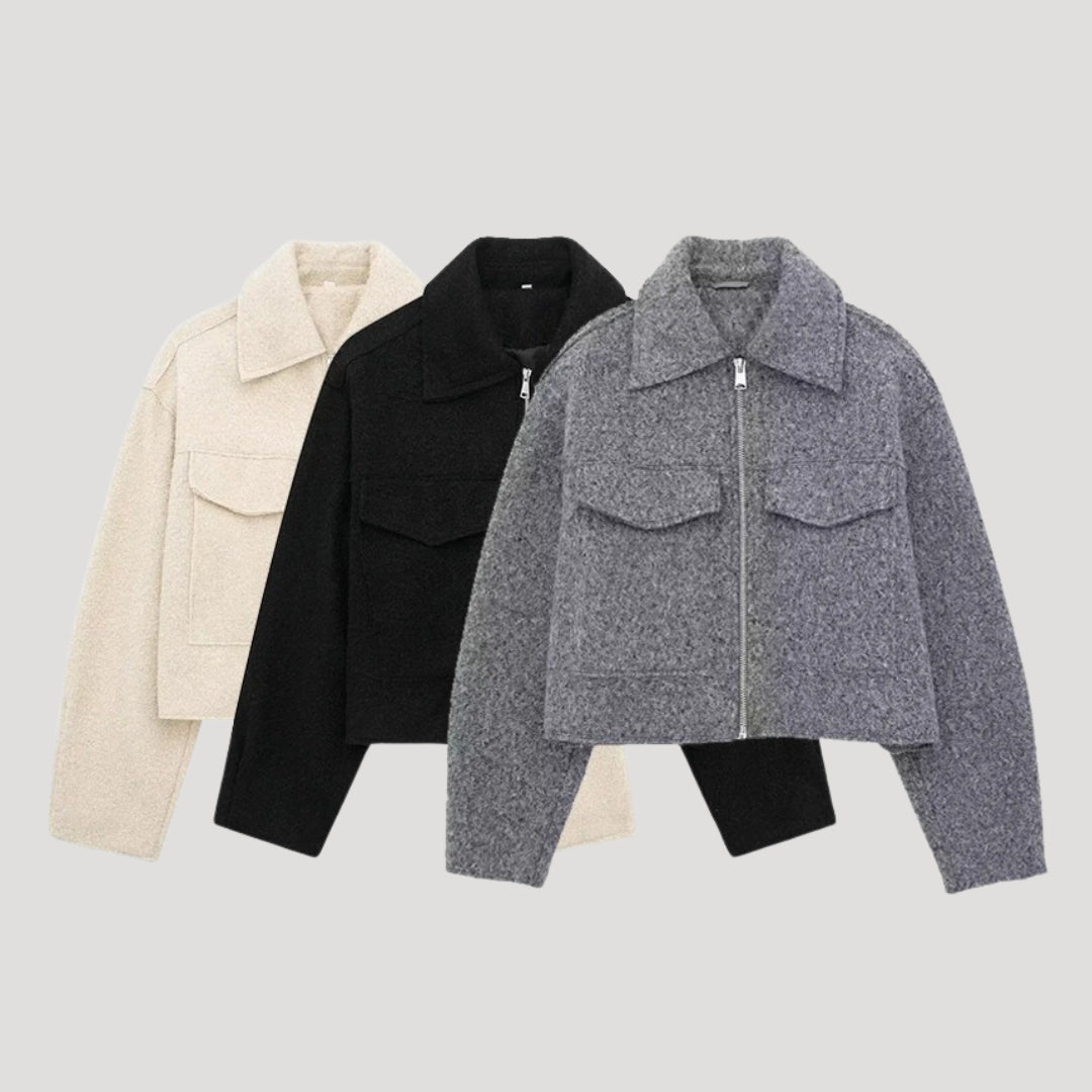 Women's Cropped Jacket With Structured Design