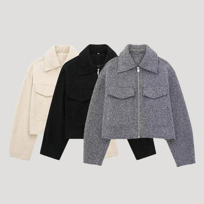 Women's Cropped Jacket With Structured Design