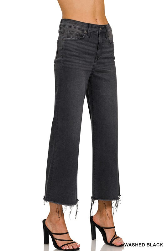 Women's Cropped Jeans High Waist Washed