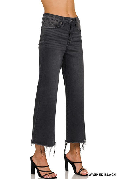 Women's Cropped Jeans High Waist Washed