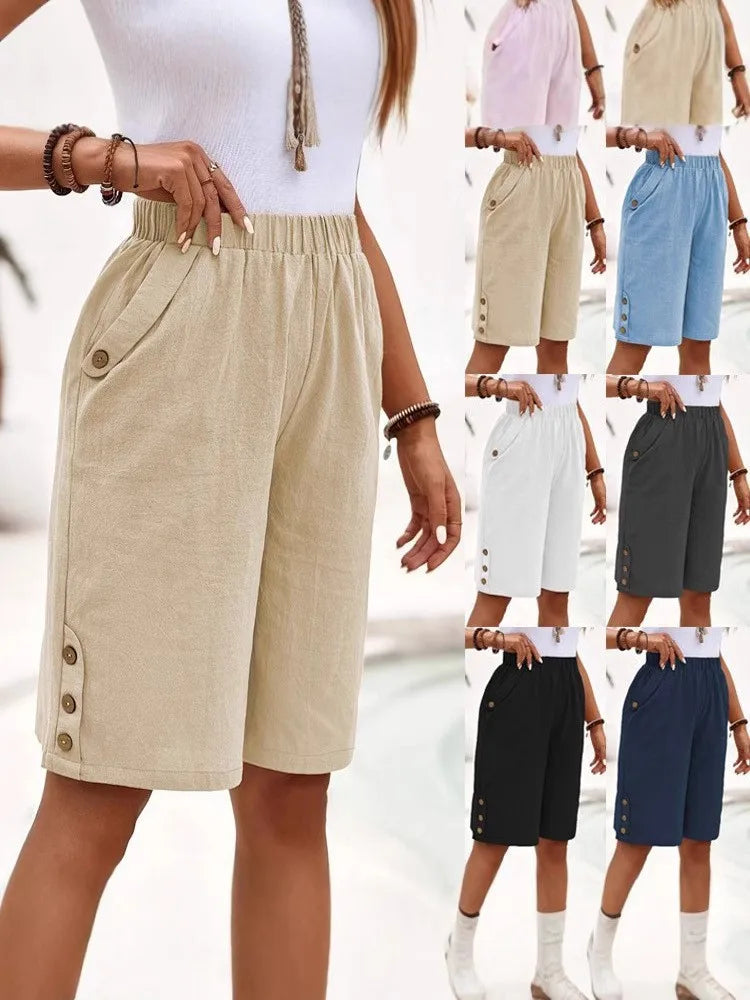 Women's Cropped Pants Casual Breathable Straight Legs