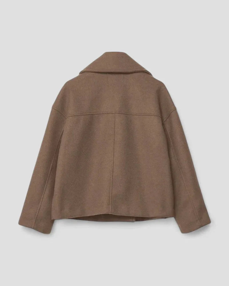 Women's Cropped Peacoat with Double Row of Buttons