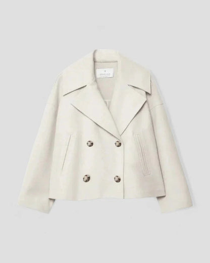 Women's Cropped Peacoat with Double Row of Buttons