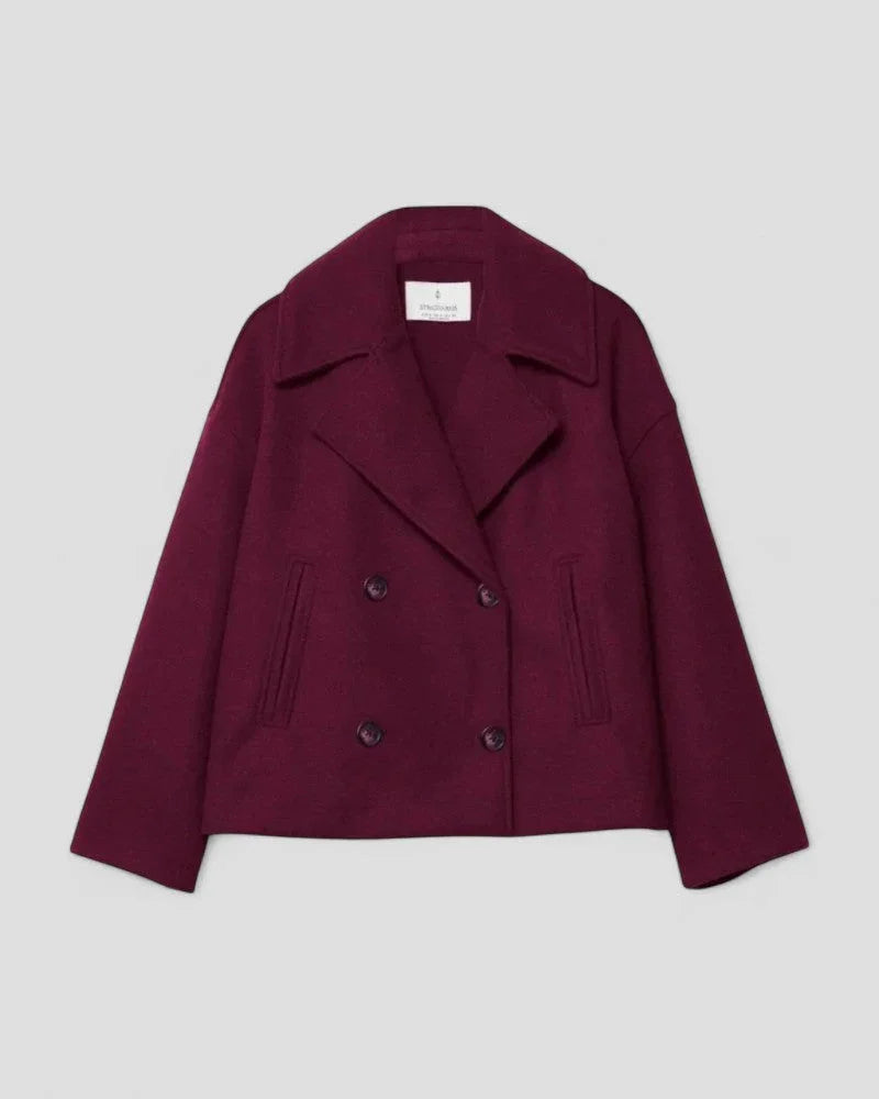 Women's Cropped Peacoat with Double Row of Buttons
