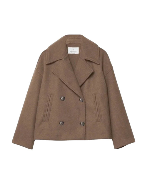 Women's Cropped Peacoat with Double Row of Buttons