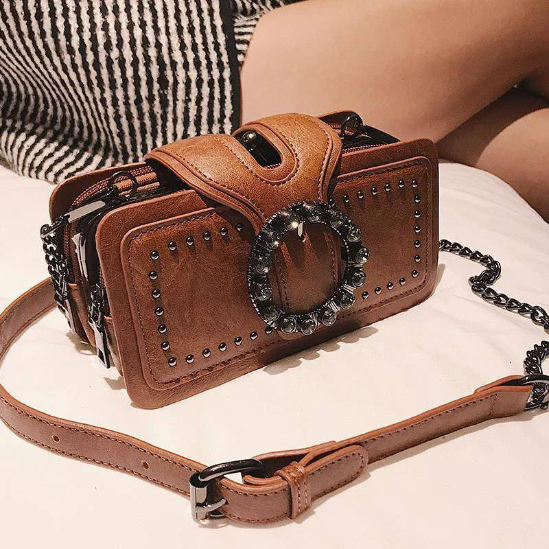 Women's Crossbody bag Vintage Buckle PU leather