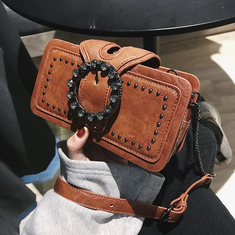 Women's Crossbody bag Vintage Buckle PU leather
