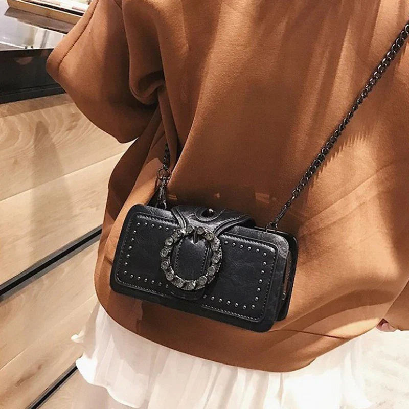 Women's Crossbody bag Vintage Buckle PU leather