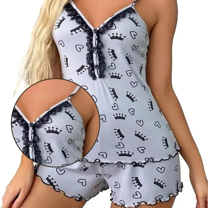 Women's Deep V-neck Sleepwear Set