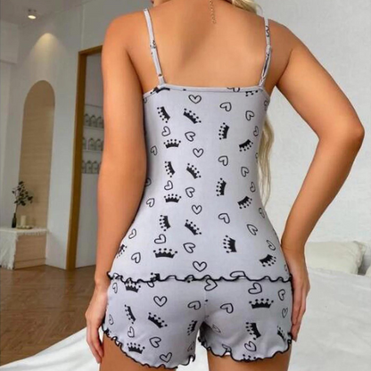 Women's Deep V-neck Sleepwear Set