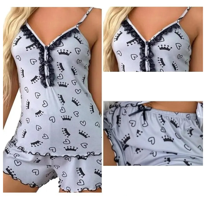 Women's Deep V-neck Sleepwear Set