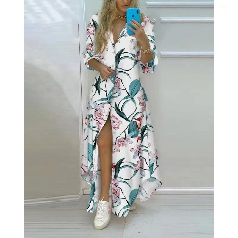Women's Deep V-neck shirt dress
