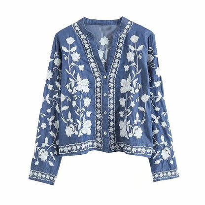Women's Denim Blouse Boho Style