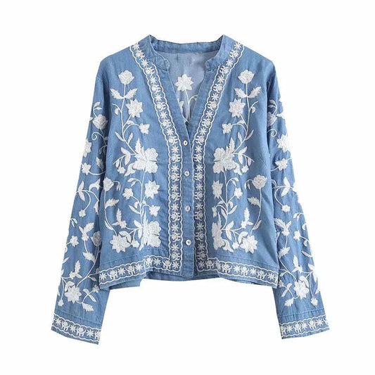 Women's Denim Blouse Boho Style