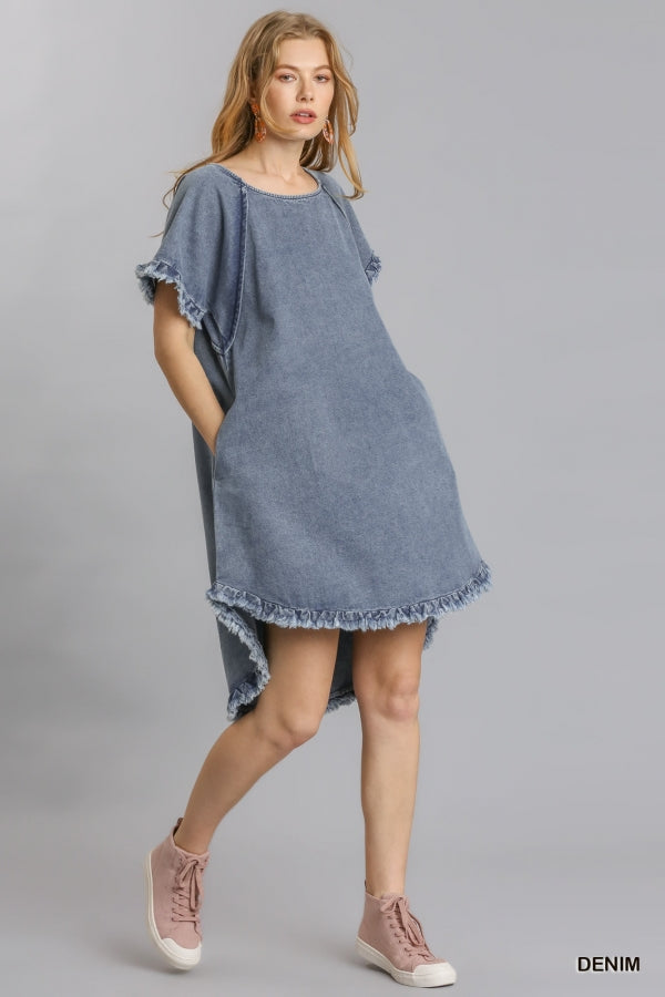 Women's Denim Dress with Fringe