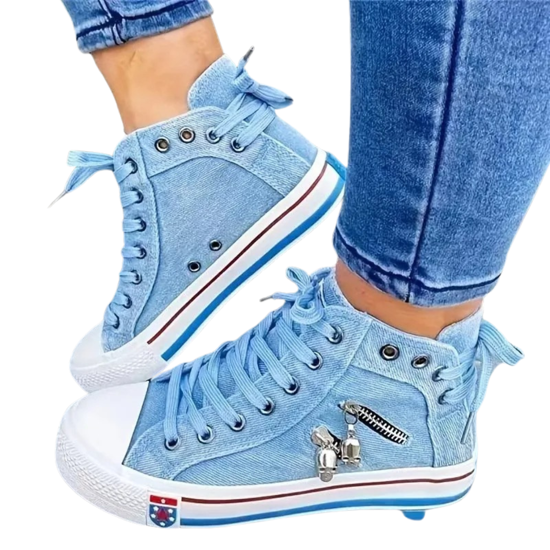 Women's Denim Hi-Top Sneakers