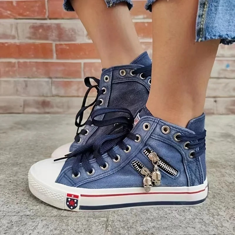 Women's Denim Hi-Top Sneakers