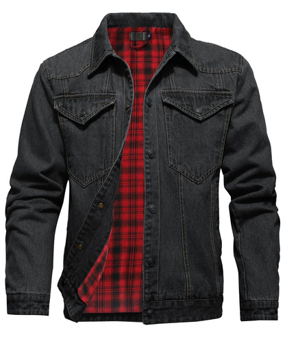 Women's Denim Jacket With Flannel Lining and Double Breast Pockets