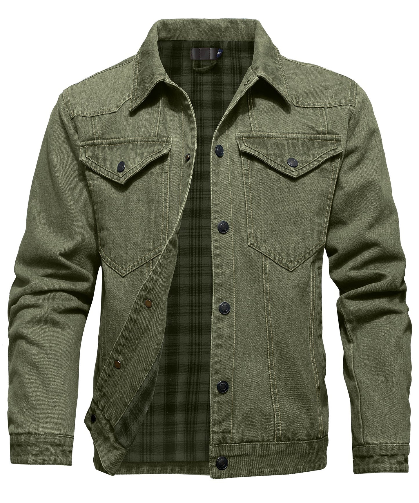 Women's Denim Jacket With Flannel Lining and Double Breast Pockets